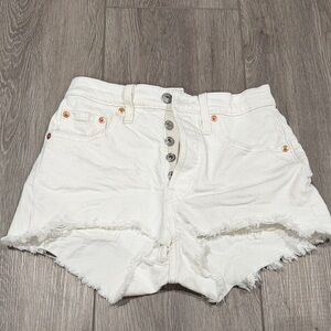 White Distressed Denim Shorts